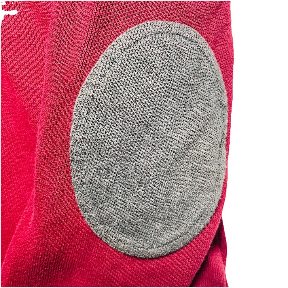 Banana Republic Sweater Men's Large 100%cotton 1/4 Zip Elbow Patch Red Wine - Picture 3 of 9